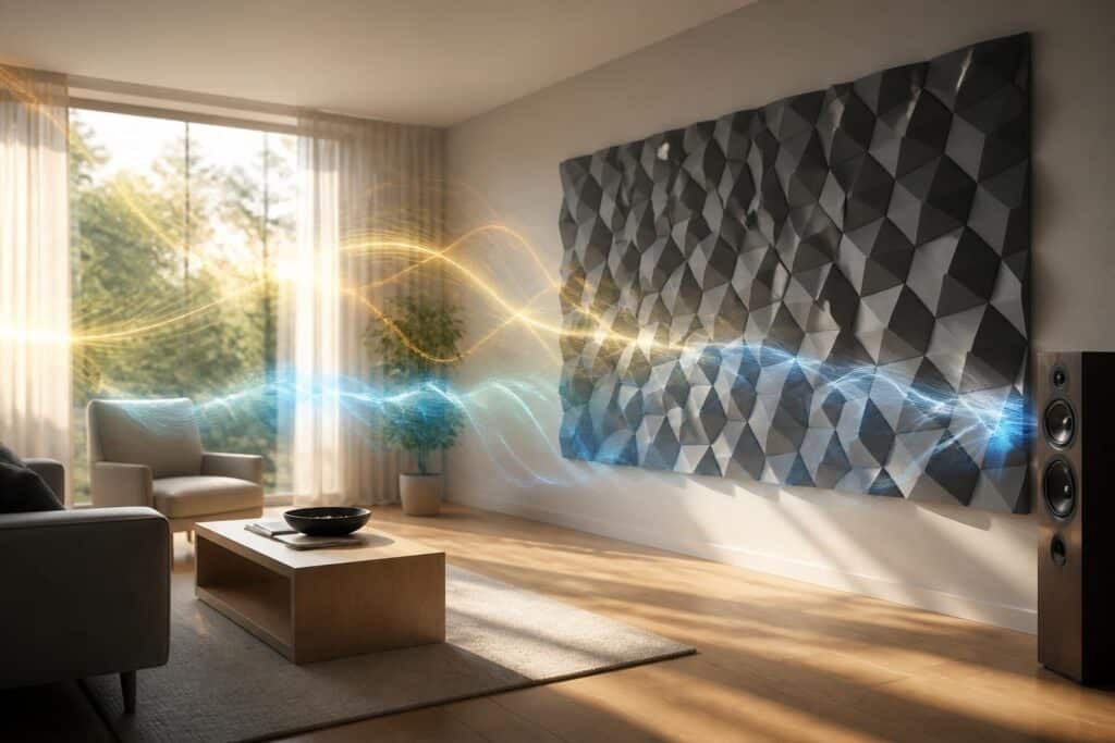 découvrez comment le panneau acoustique améliore l'absorption des échos pour optimiser le confort sonore dans votre pièce.