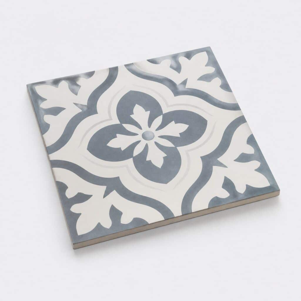 Carreaux 20 x 20 cm effet carreaux de ciment a motif geometrique, sur fond clair