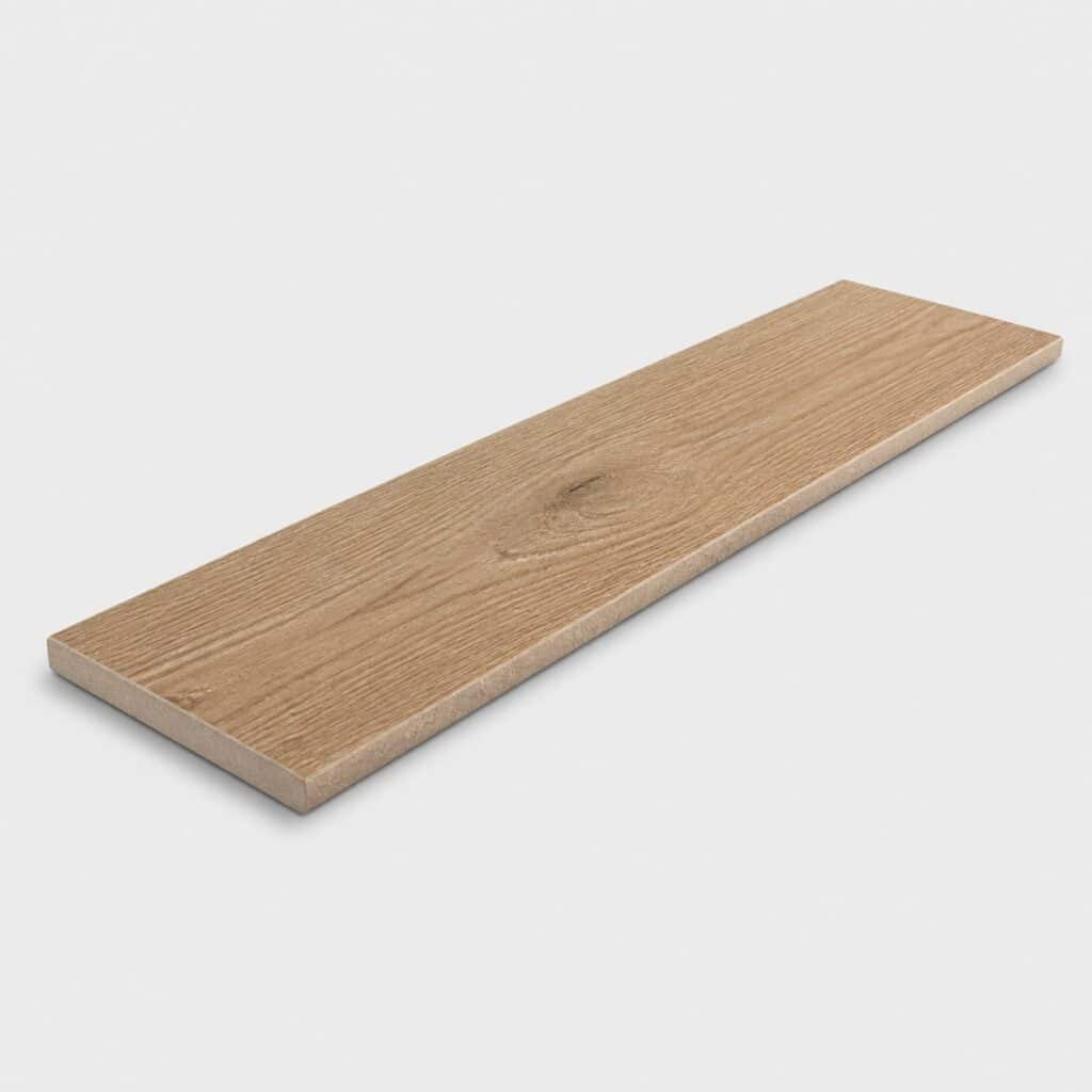 Dalles de gres cerame effet bois 30 x 120 cm en 20 mm d'epaisseur, sur fond clair