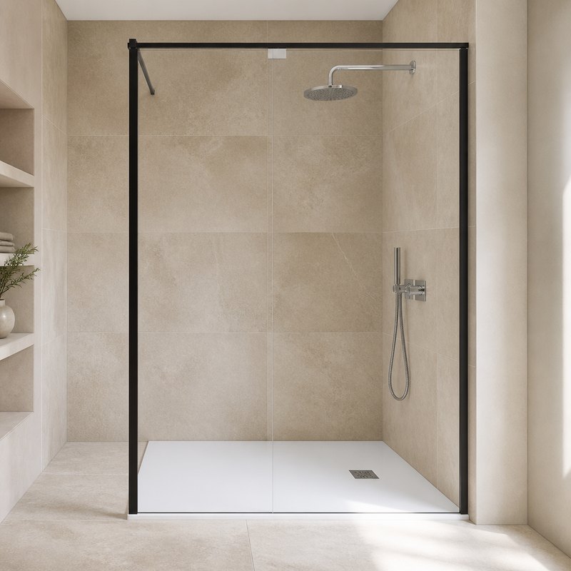 Plomberie et sanitaire : douche a l'italienne, paroi et mitigeur