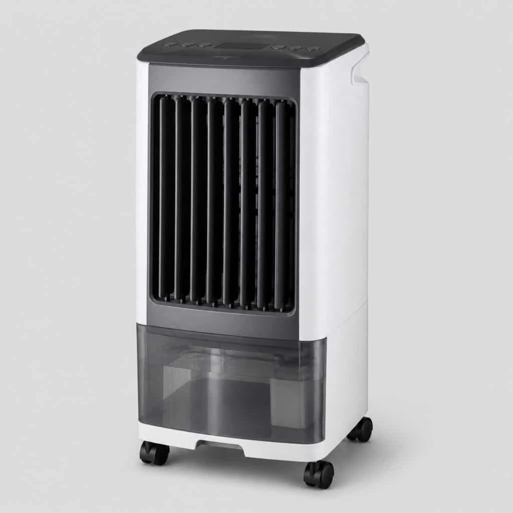 Rafraichisseur d'air evaporatif mobile de grande taille sur fond clair