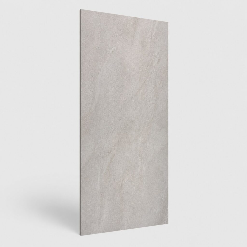 Panneau mural PVC effet pierre gris clair 100 x 210 cm sur fond clair