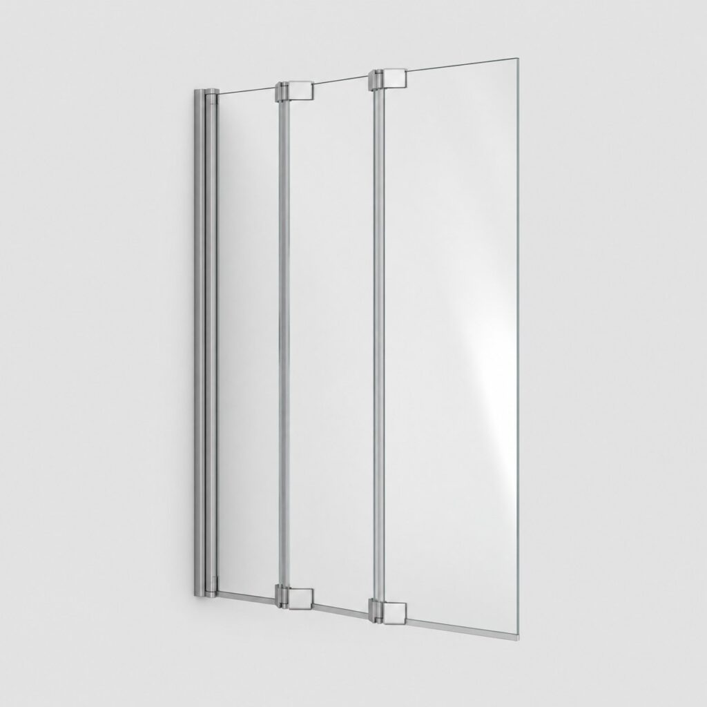 Pare-baignoire pliant 3 sections en verre 6 mm 120 x 140 cm sur fond clair