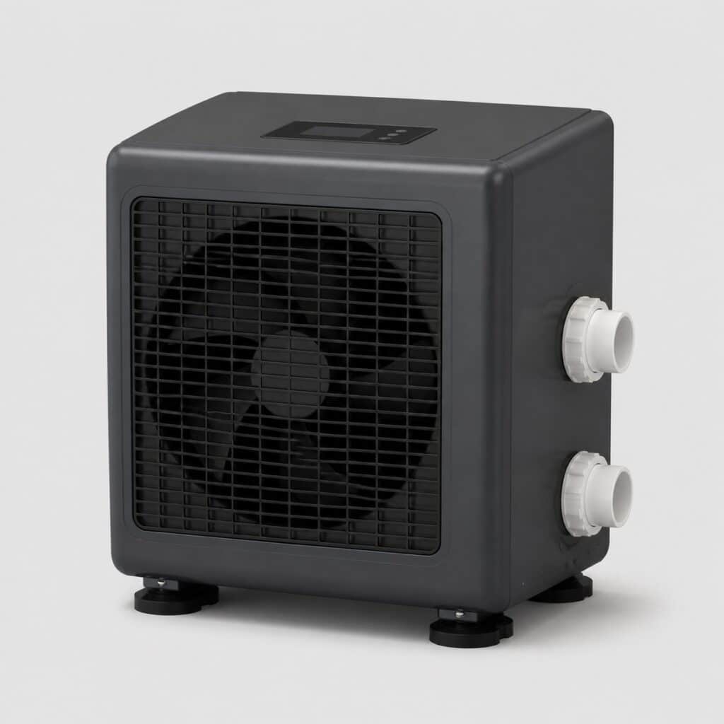Mini pompe a chaleur de piscine grise sur fond clair