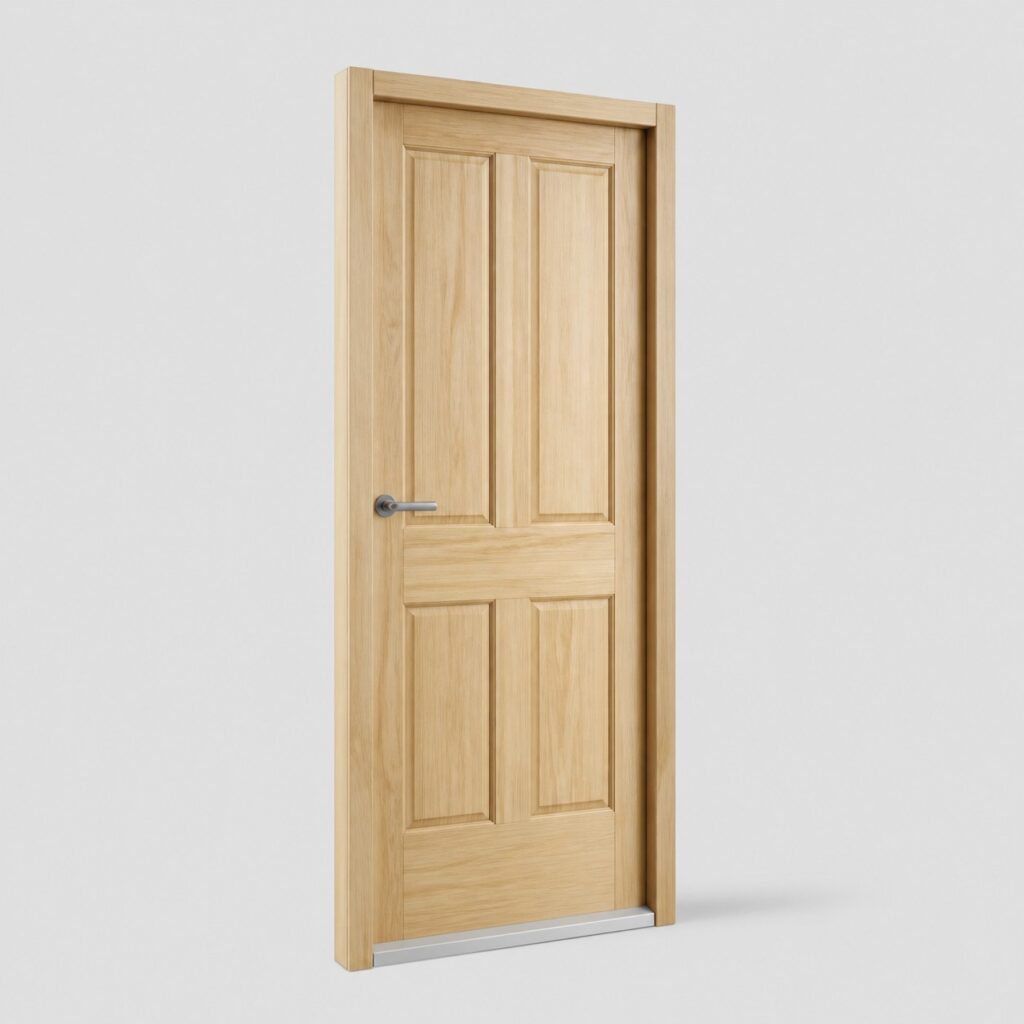 Porte de service en bois massif 200 x 90 cm, panneau plein, vue de face sur fond clair