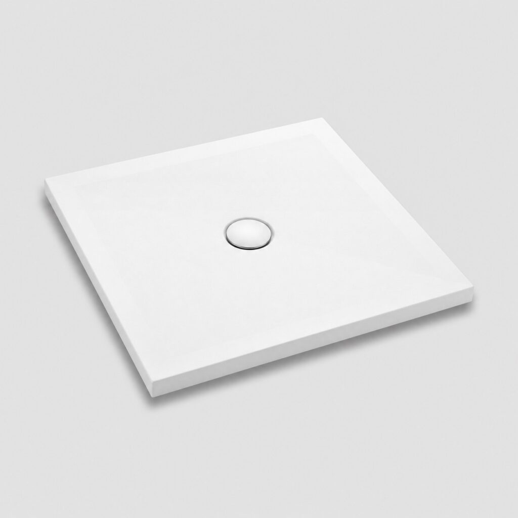 Receveur de douche carre blanc 80 x 80 cm sur fond clair