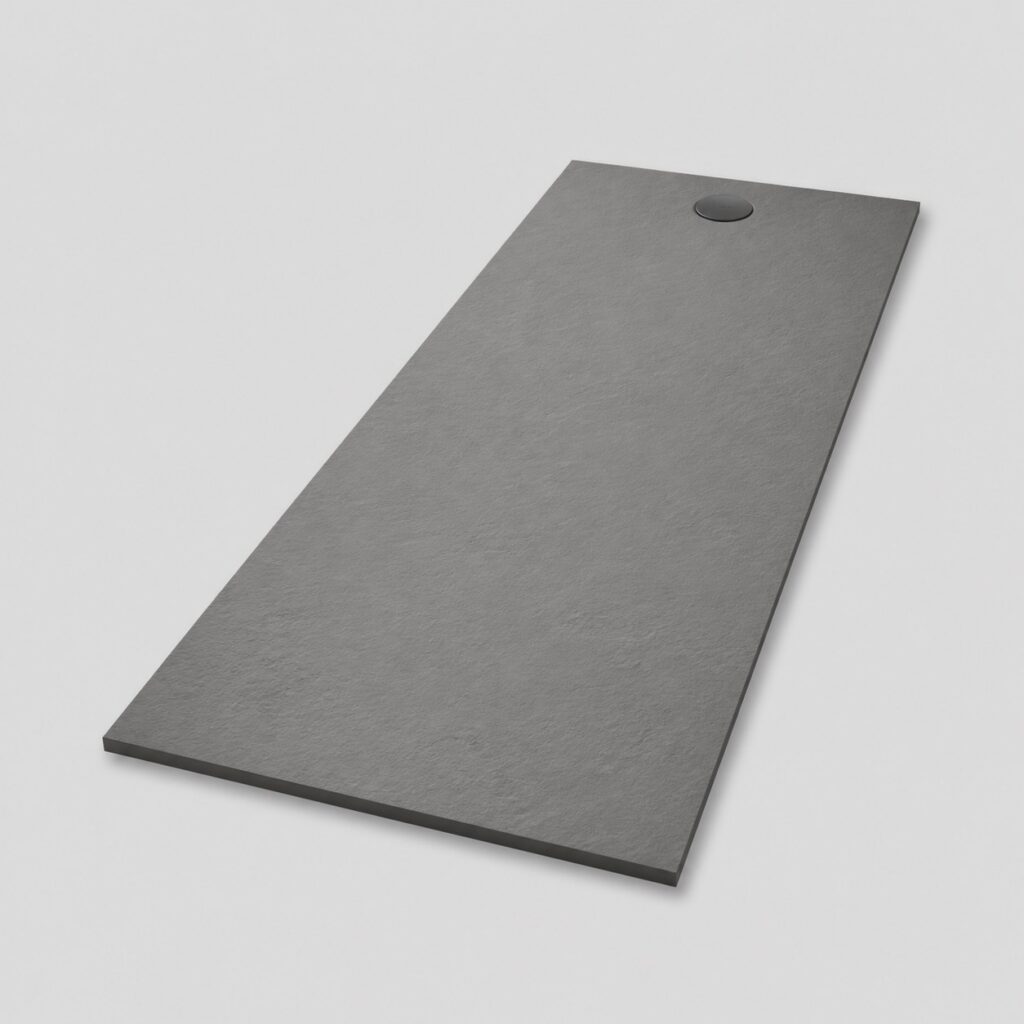 Receveur de douche a encastrer 70 x 180 cm en SMC effet pierre sur fond clair